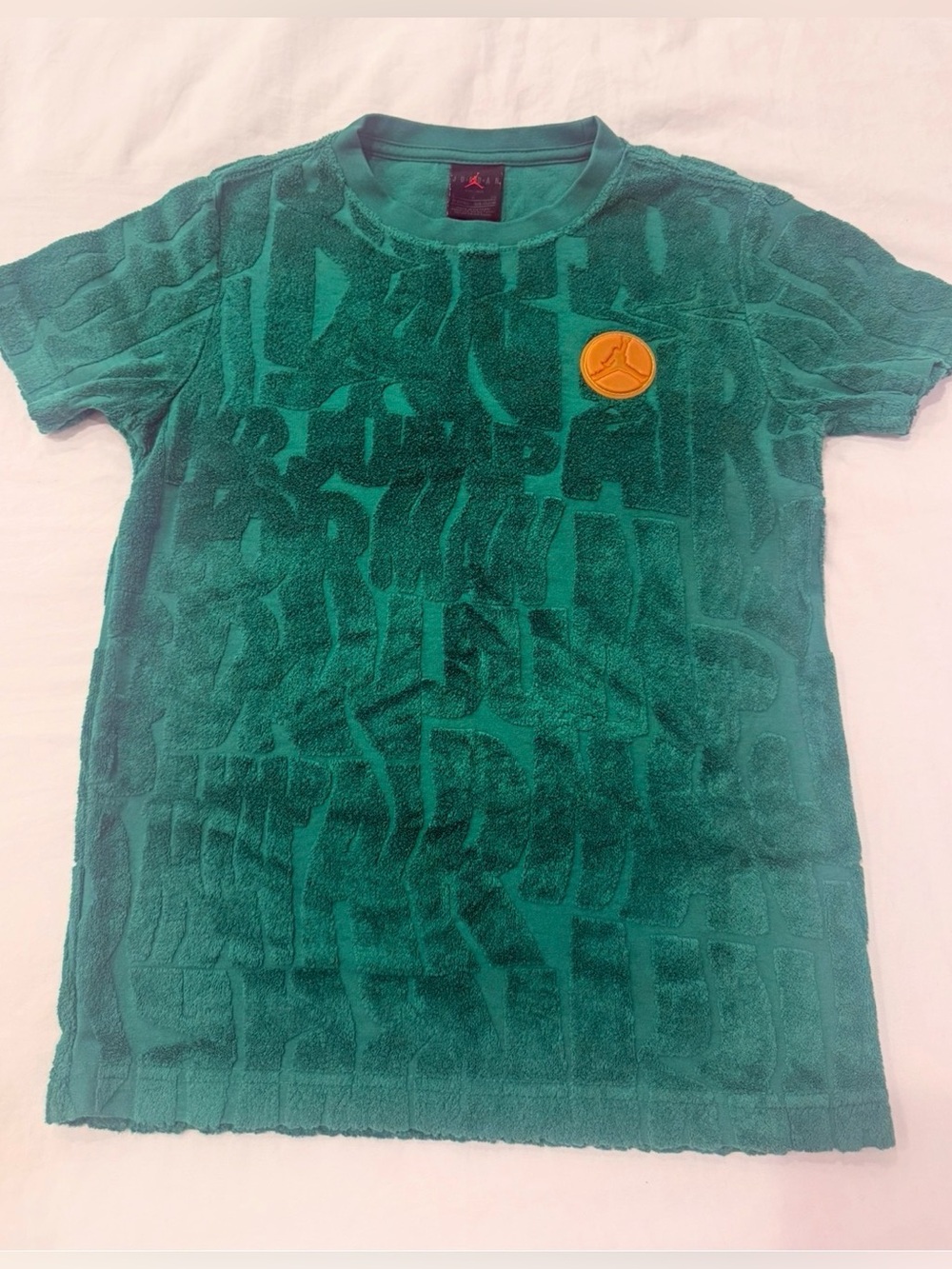 Jordan Teal Terry Short-Sleeve Tee with Gold Logo Patch